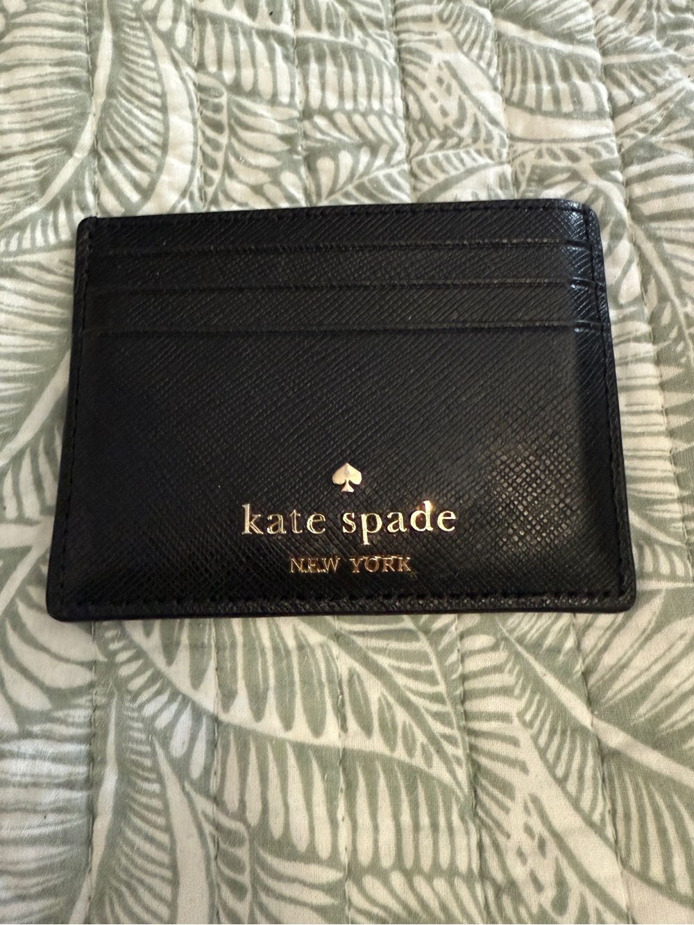 kate spade Black Leather Card Case with Gold Logo